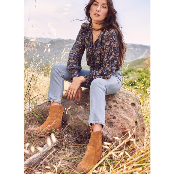 NWOT Splendid Raquel Suede Booties 8.5 Tan Toffee Western Ankle Women's Boots - Picture 8 of 11